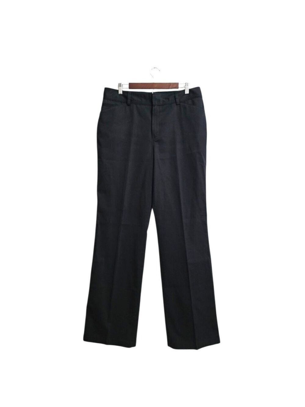 Eddie Bauer High Rise Wide Leg Wrinkle Resistant Trousers In Black Sz 14 Tall